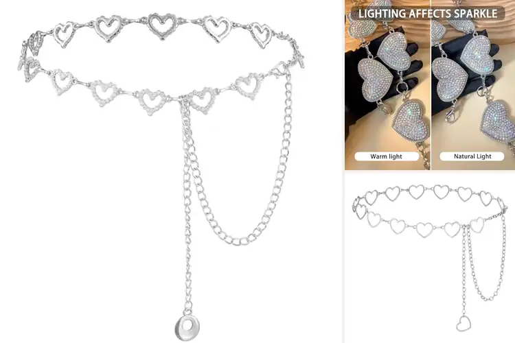 Detailed view of Best Rhinestone Heart Belts