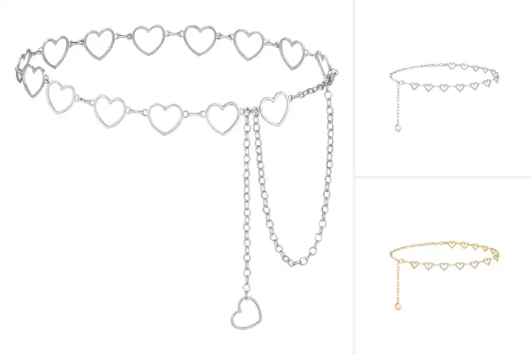 Detailed view of Best Rhinestone Heart Waist Belts For Girls